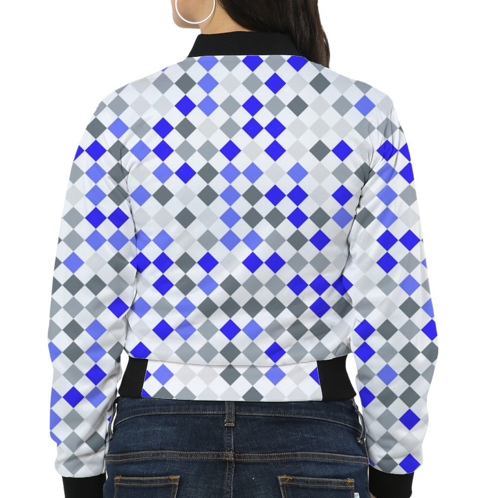 Deep Sapphire PD Women Bomber Jacket - Image 2