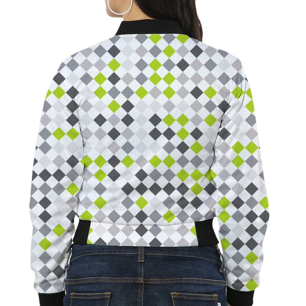 Electric Lime PD Women Bomber Jacket - Image 2