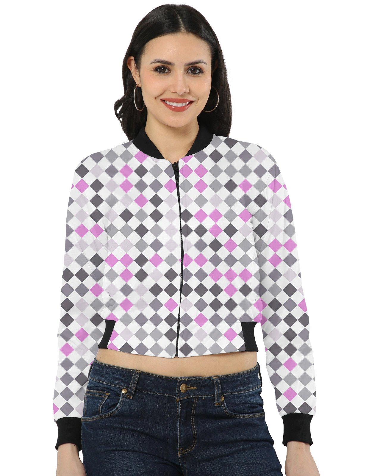 Stone Lilac PD Women Bomber Jacket - Image 1
