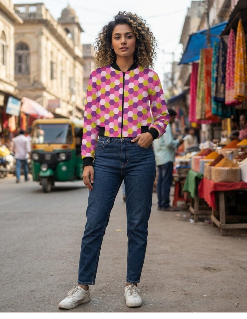 Women Bomber Jacket - Magenta Berry SGH