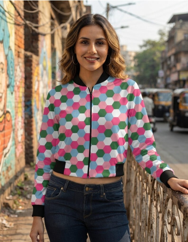 Women Bomber Jacket - MintBerry Ice SGH