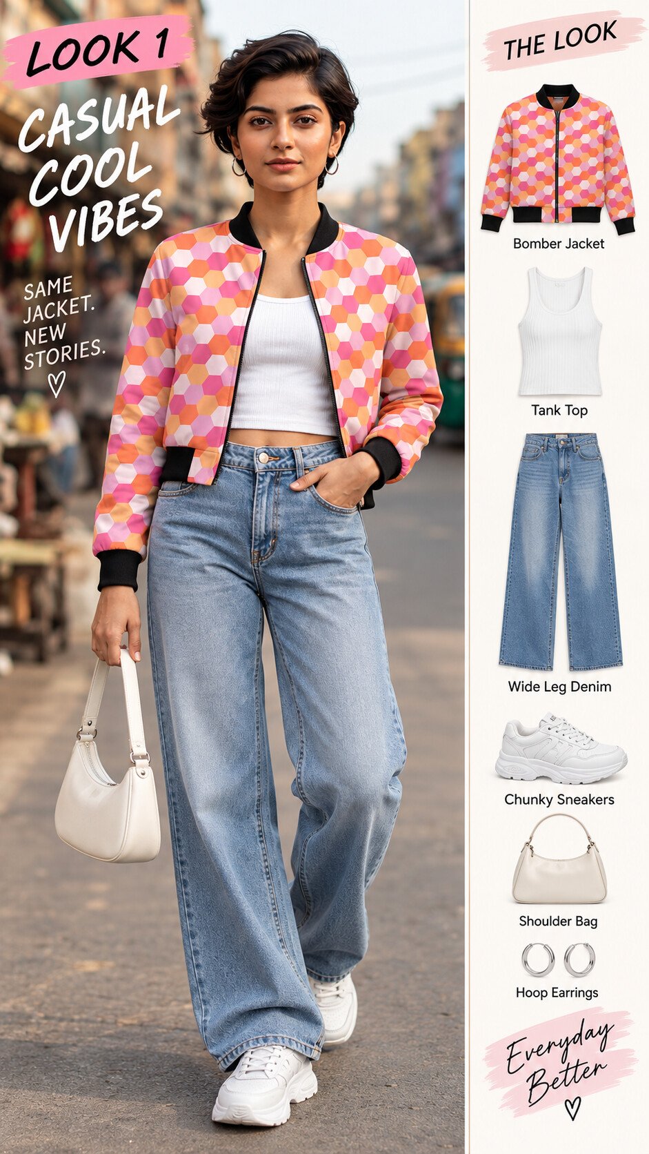 Women Bomber Jacket - Peachy Sunset SGH - Image 3