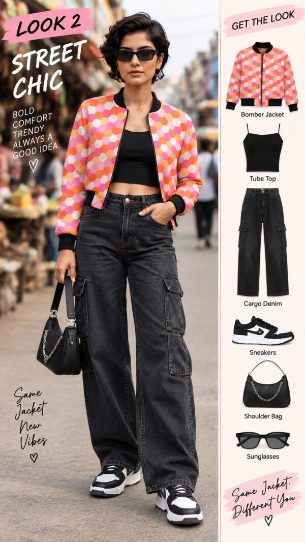Women Bomber Jacket - Peachy Sunset SGH - Image 4