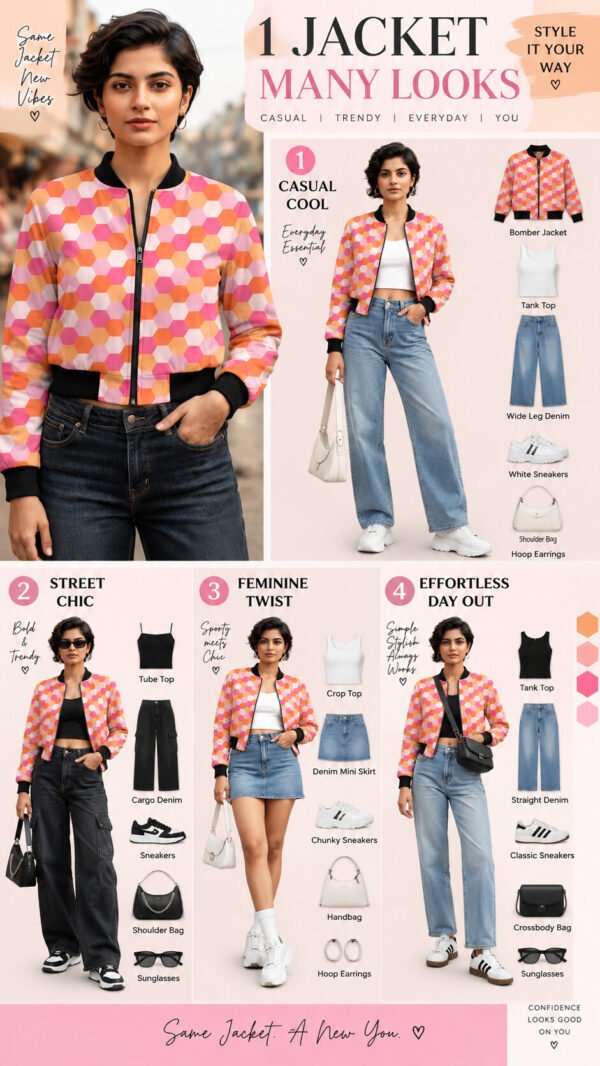 Women Bomber Jacket - Peachy Sunset SGH - Image 2