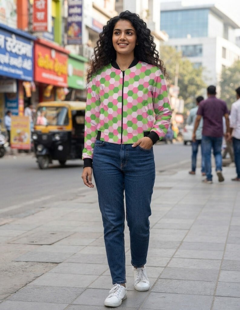Women Bomber Jacket - Spring Picnic SGH
