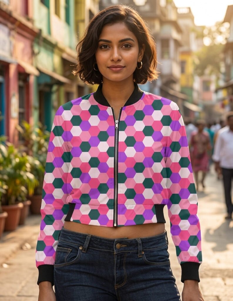 Women Bomber Jacket - Velvet Bloom SGH