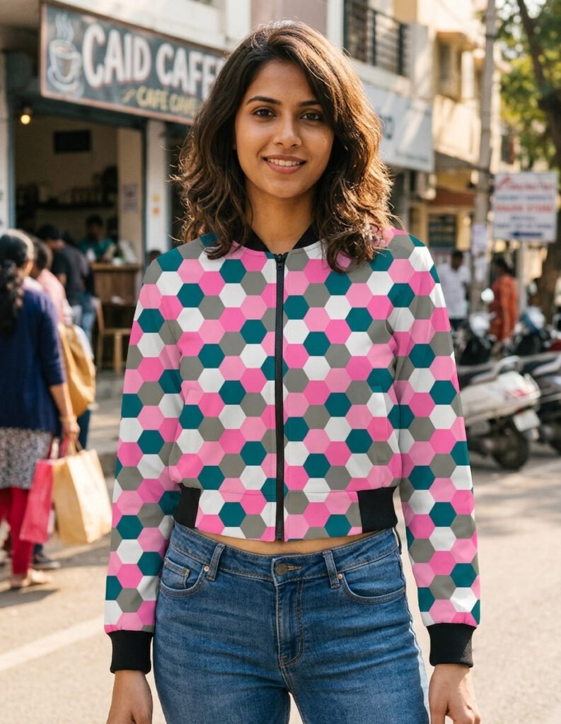 Women Bomber Jacket - Vintage Rose SGH