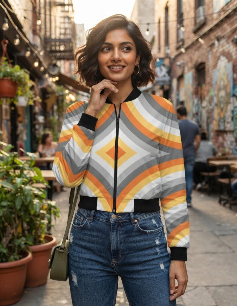 Women Bomber Jacket - Steel Sunrise DP