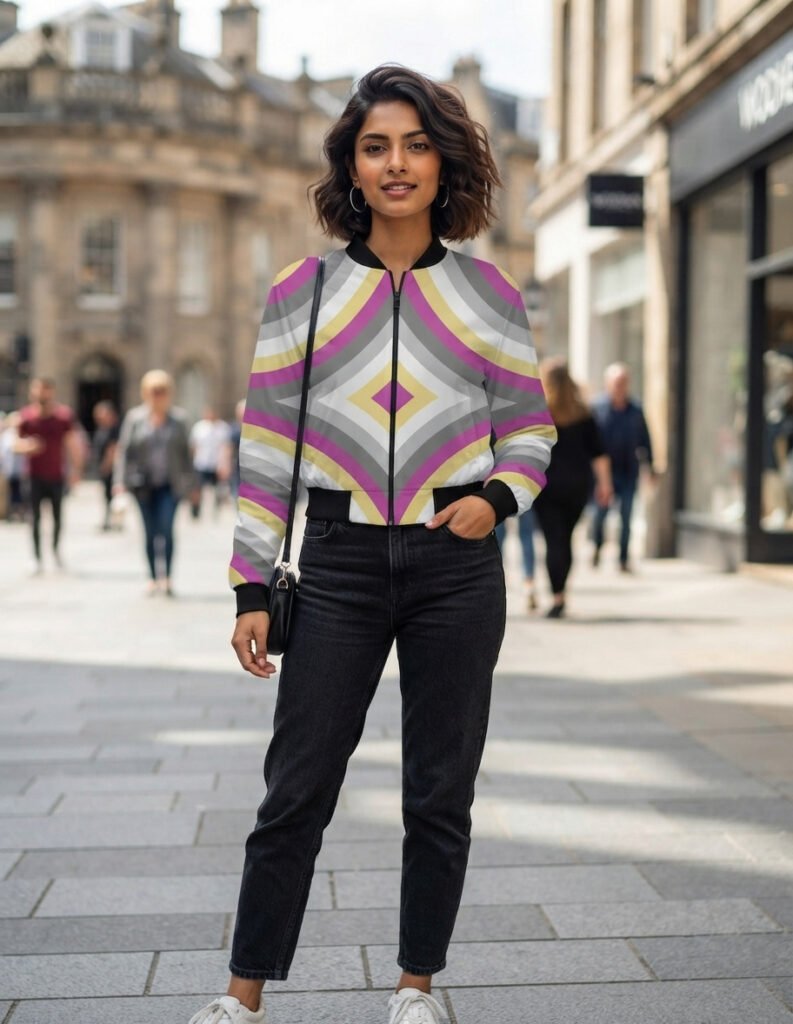 Women Bomber Jacket - Wild Orchid DP