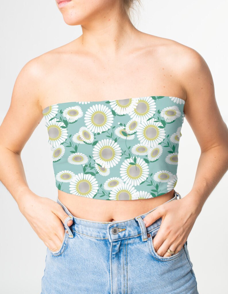 Tube top - Bright Colored Classical Floral pattern