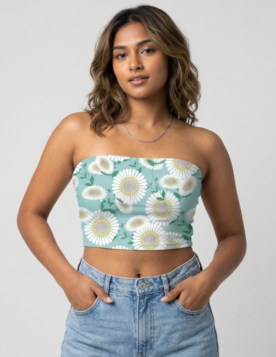 Tube top - Bright Colored Classical Floral pattern - Image 1