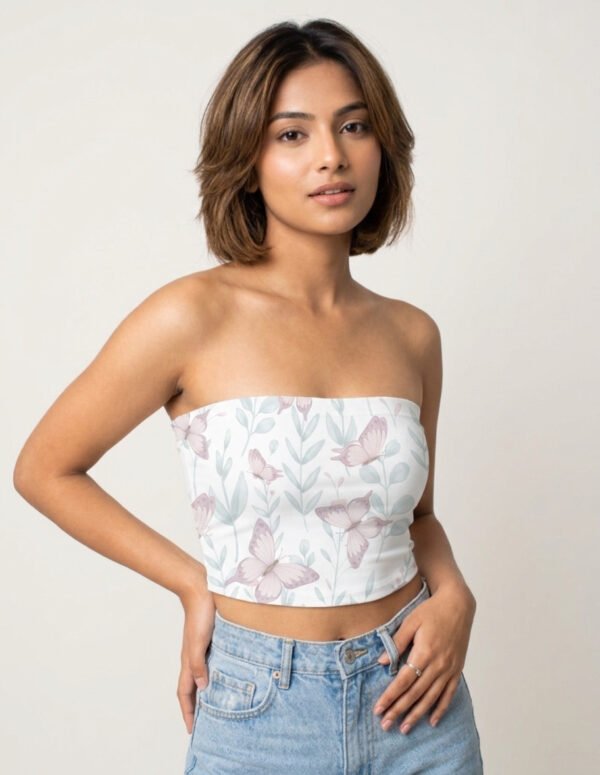Tube top - Butterflies in White - Image 1