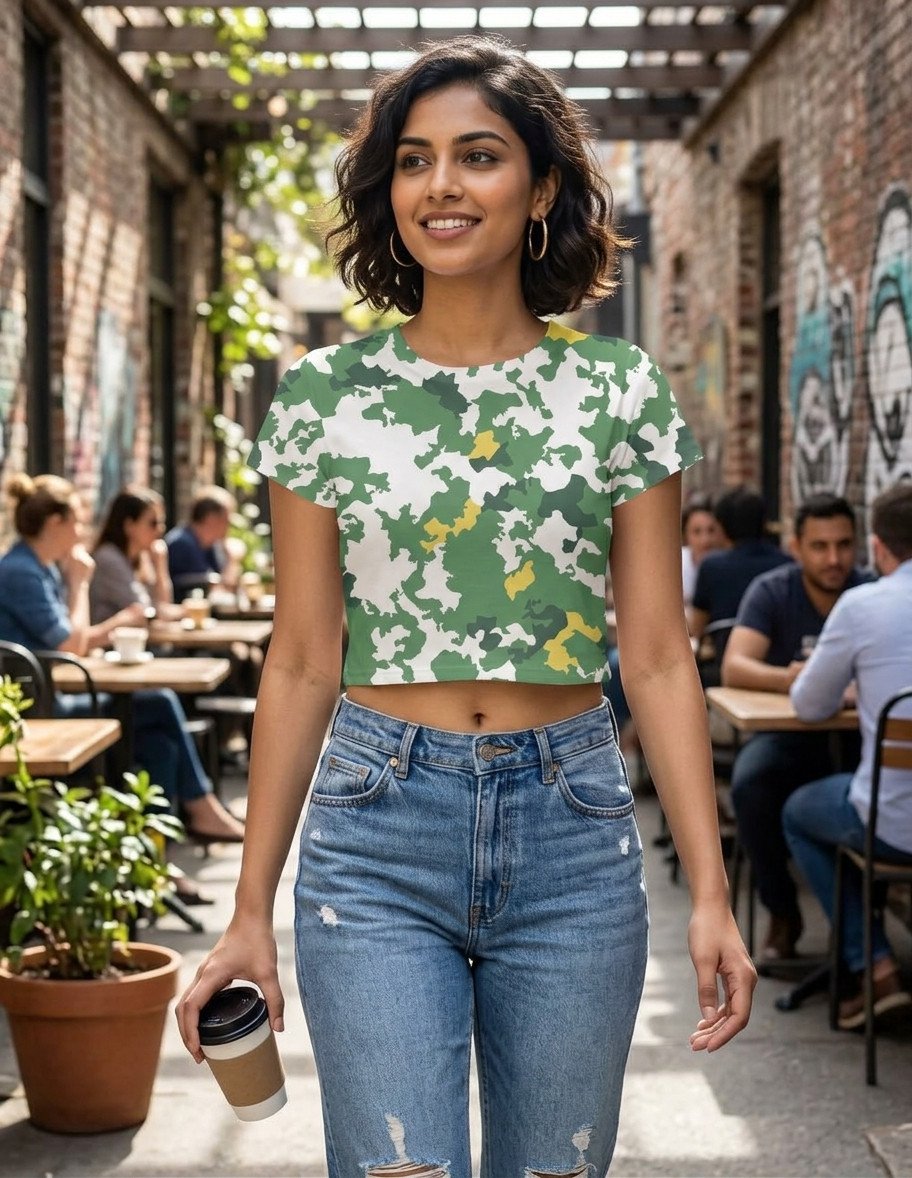 Women Crop Top - Citrus Fields Camouflage - Image 1