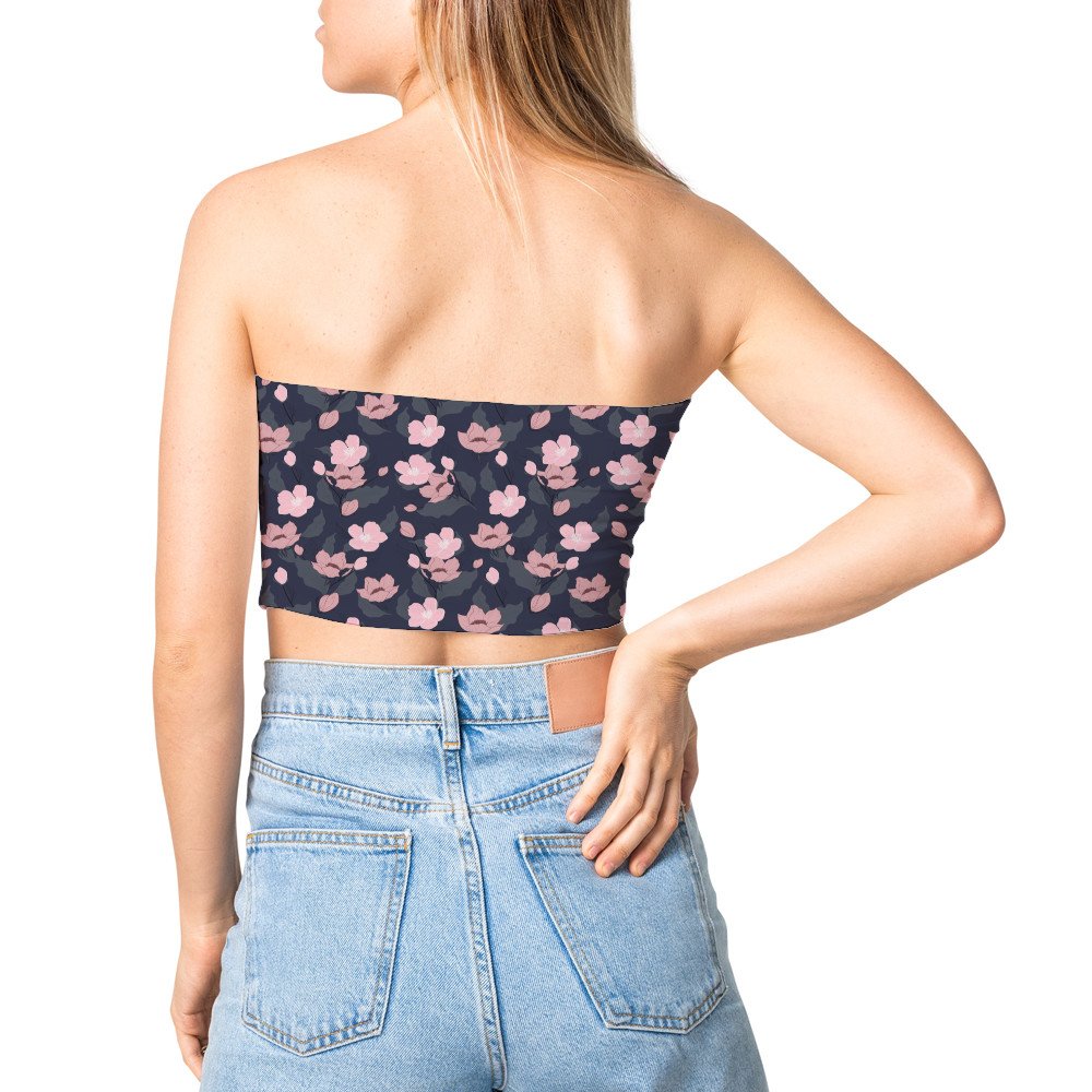 Tube top - Dark Retro Hand Drawn Floral