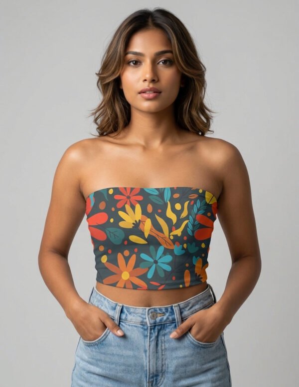 Tube top - Dark Vibrant Flowers Big - Image 1