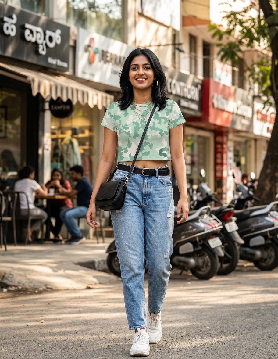 Women Crop Top - Earth Ivy Camouflage - Image 1