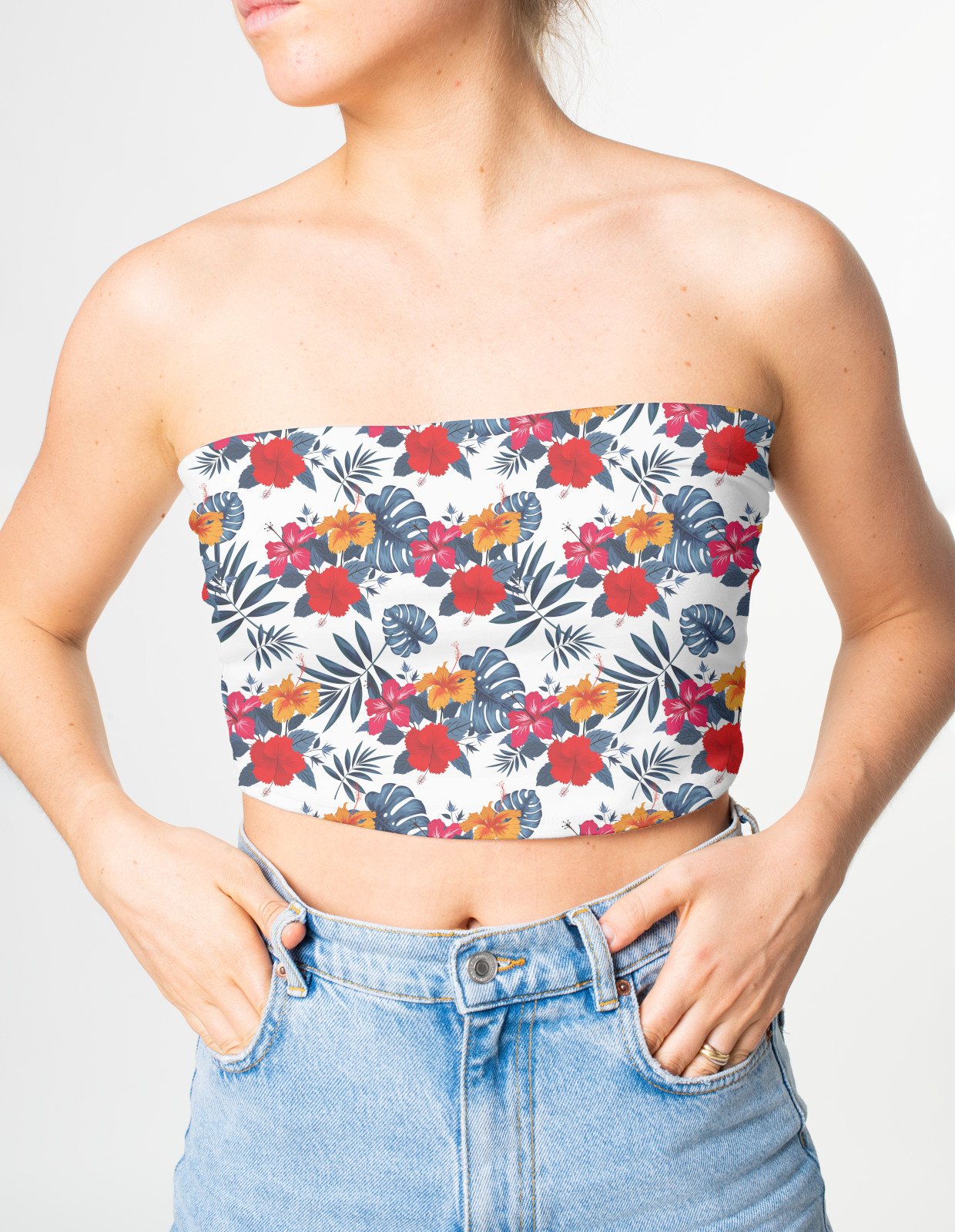Tube top - Floral Colorful Classical Hibiscus - Image 2