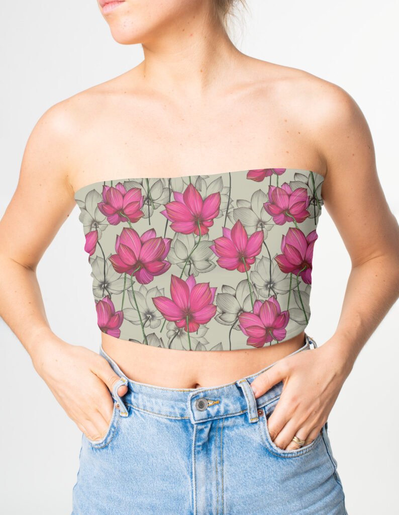 Tube top - Lotus Flowers Illustration