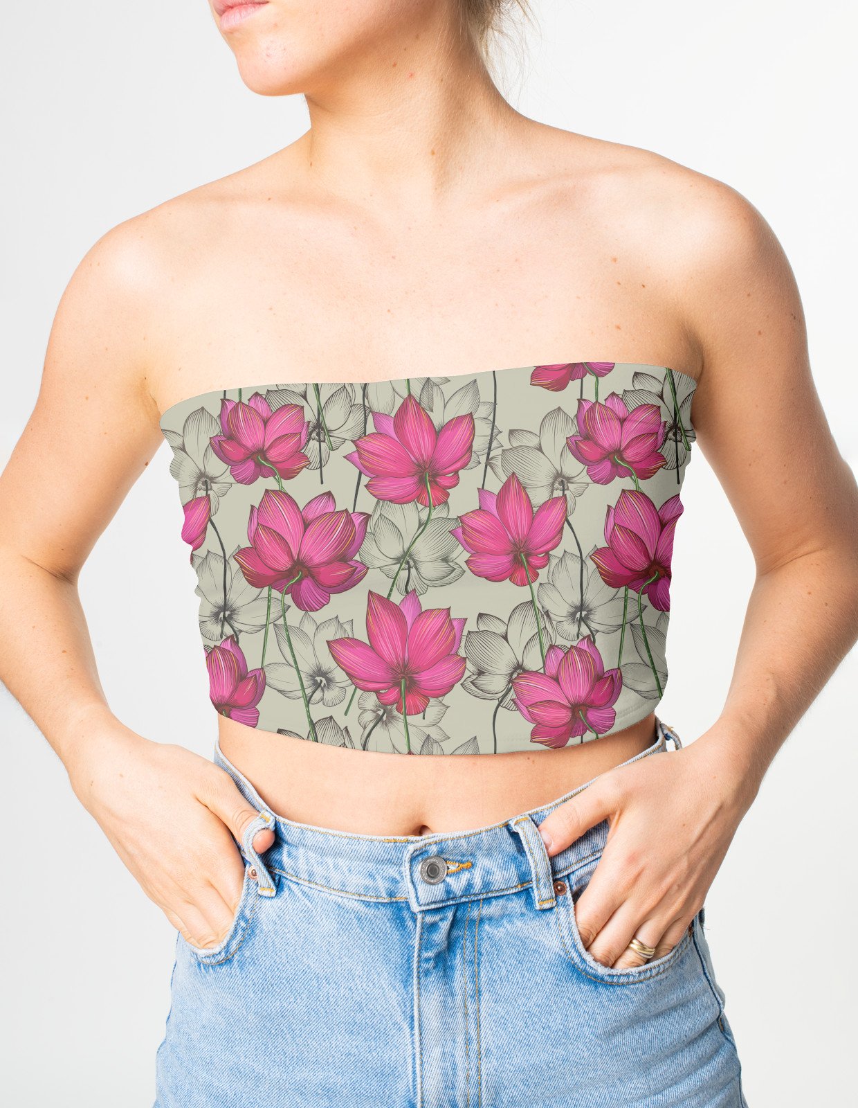 Tube top - Lotus Flowers Illustration - Image 2