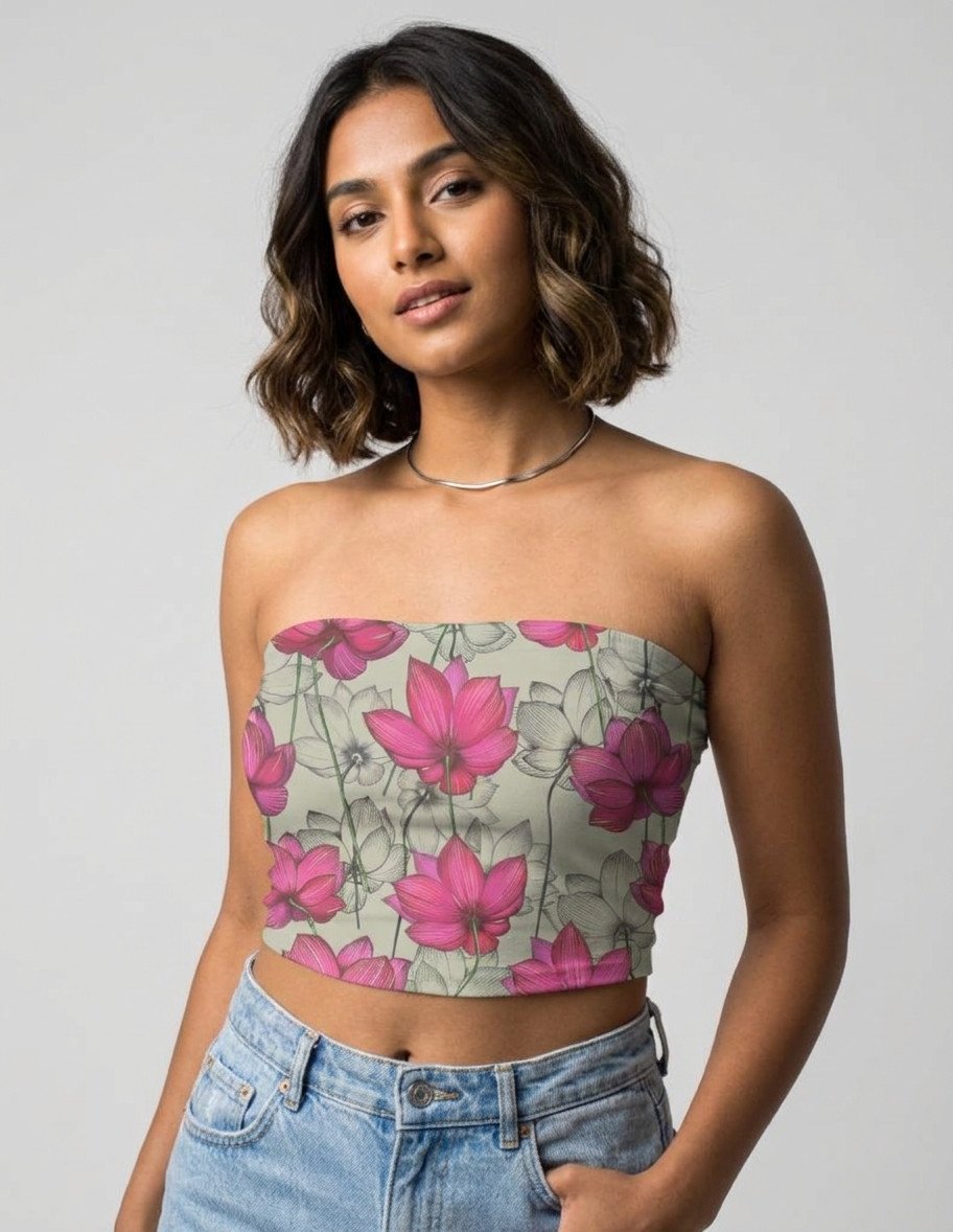 Tube top - Lotus Flowers Illustration - Image 1