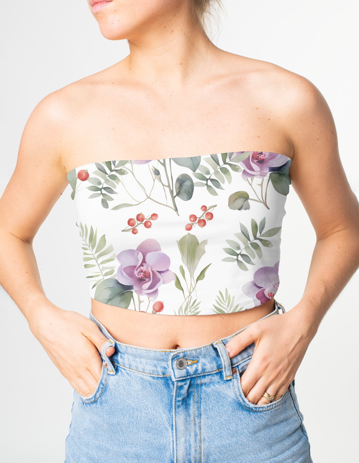 Tube top - Orchid Watercolor Drawing - Image 2