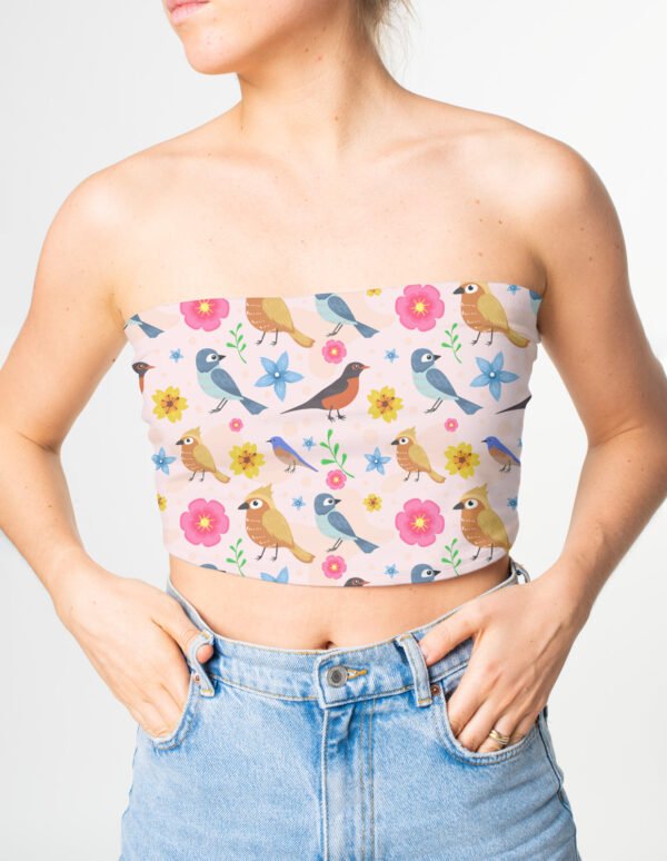 Tube top - Seamless Pattern Spring Birds - Image 2