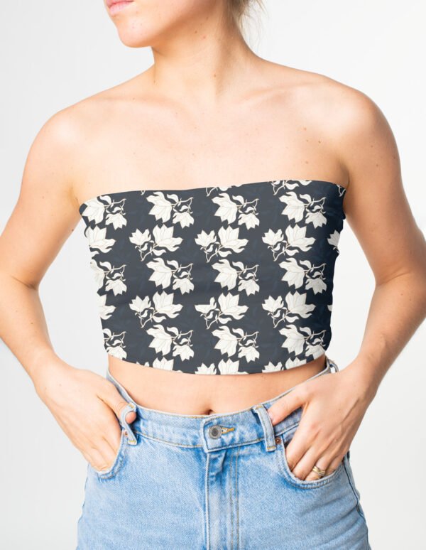 Tube top - Navy Blue White Floral Pattern - Image 2