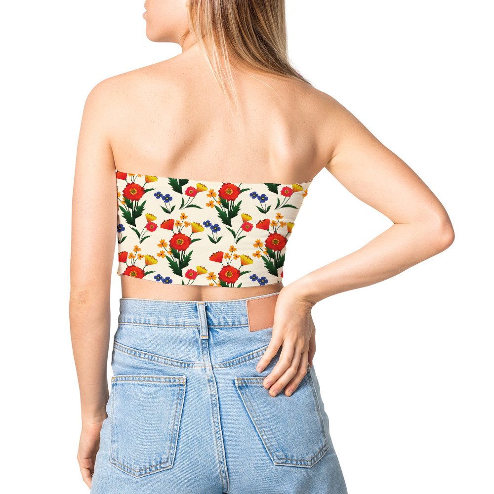 Tube top - Colorful Bright Petals Floral Pattern
