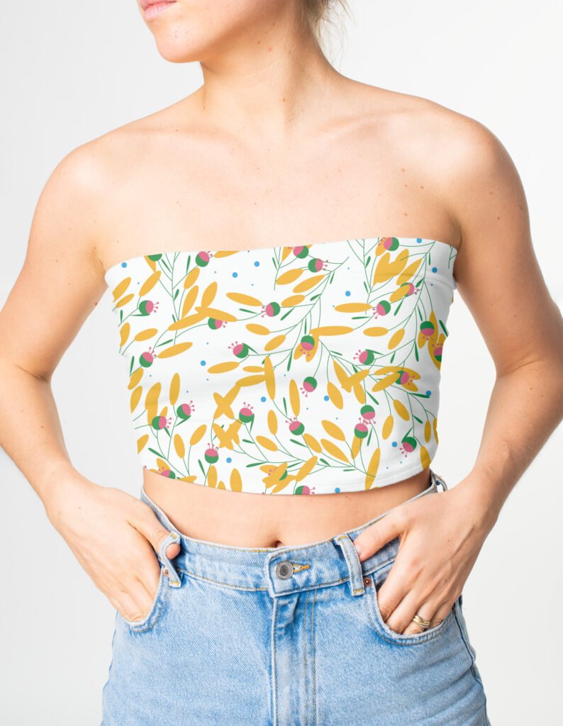 Tube top - Flowers pattern Colorful Classical Flat Handdrawn Sketch