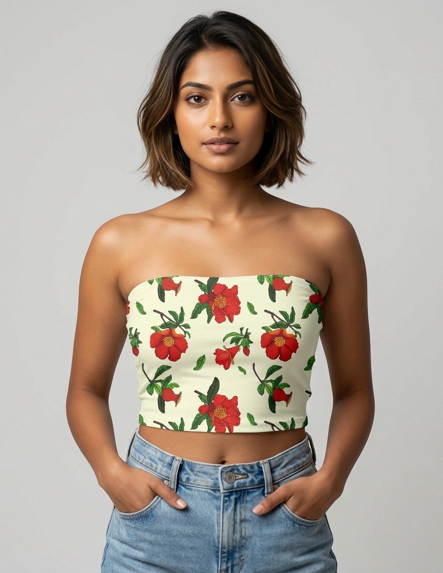 Tube top - Pomegranate Flowers Pattern Colorful Classical Design - Image 1